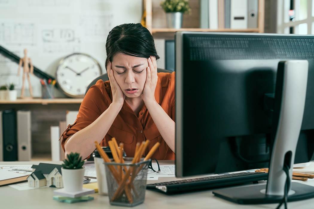 Lady annoyed by noise disturbance Lady annoyed by noise disturbance