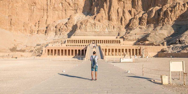 Tourist in Egyptian Temple Tourist in Egyptian Temple